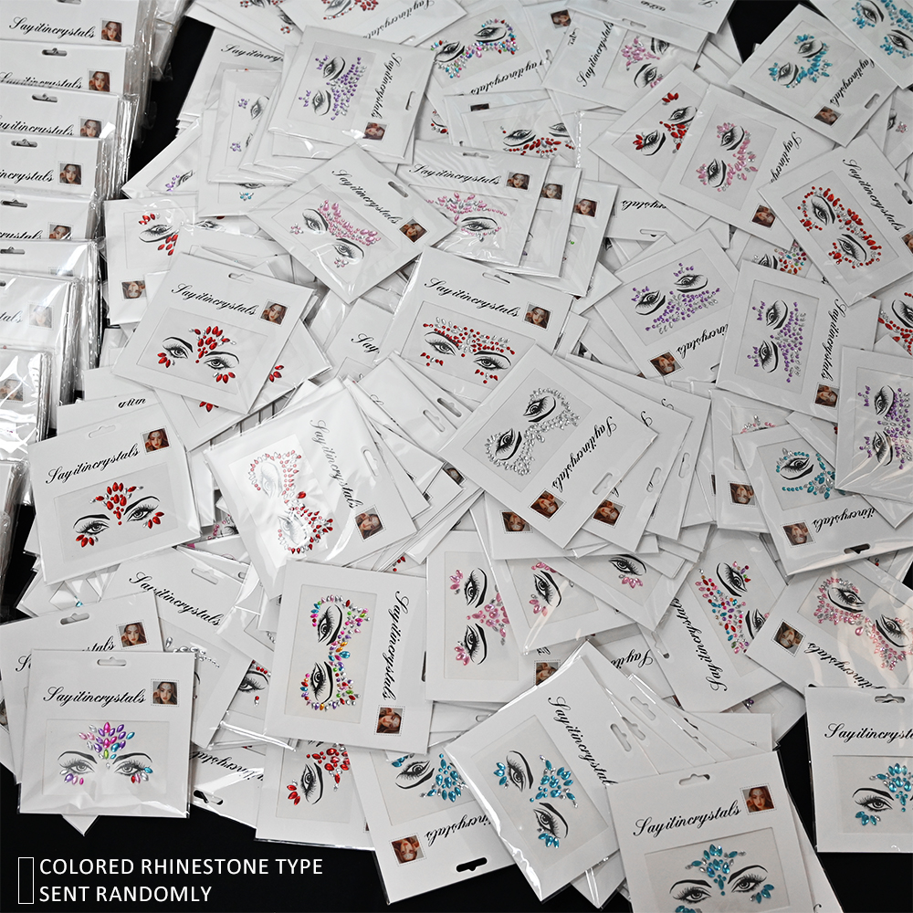 5 шт. наклейки с бриллиантами для лица для детей, смешанный стиль, красочные блестящие кристаллы, наклейка для лица, 3D самоклеящиеся стразы для лица, маленький размер
