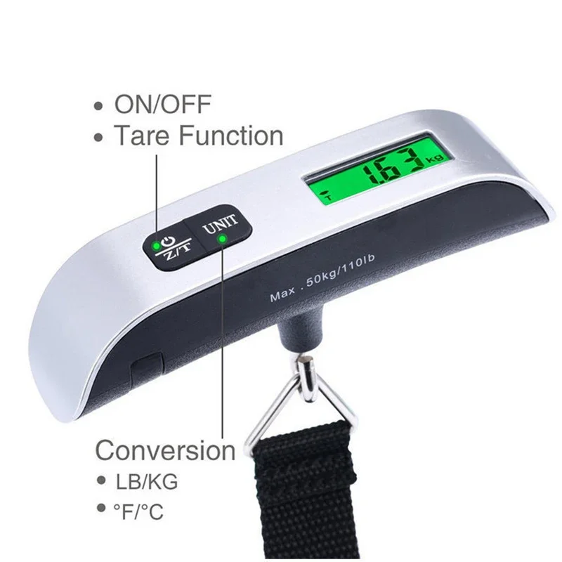Pantalla LCD Digital 110lb/50kg equipaje electrónico maleta colgante pesaje de viaje bolsa de equipaje equilibrio de peso herramienta de balanza portátil