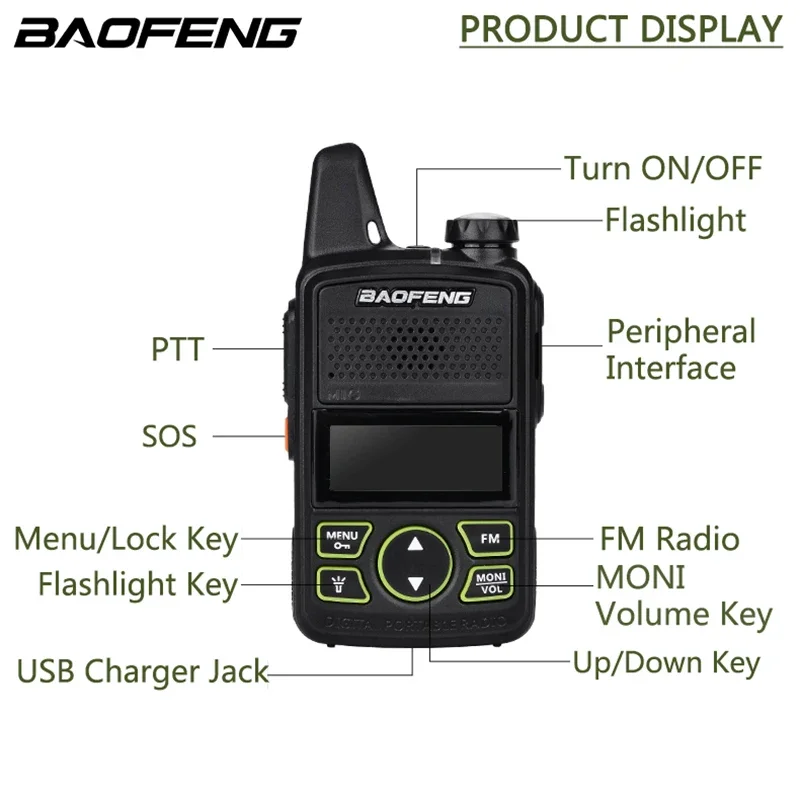 Baofeng BF-T1 MINI Walkie Talkie Kinder Woki Toki USB Ladegerät Kind Intercom HF Transceiver Tragbare CB Ham Radios UHF Sender