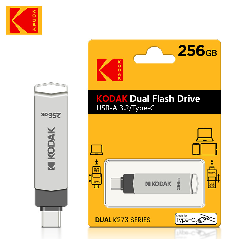 Kodak k273 unidade flash usb de alta velocidade 3.2 interface tipo-c telefone móvel computador de dupla utilização 32g-256g armazenamento unidade flash usb 128g