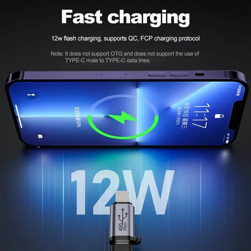 USB C 타입 어댑터, 마이크로-미니 USB 암 변환기, 아이폰 14, 13, 샤오미, 삼성, 라이트닝 남성 충전기 어댑터