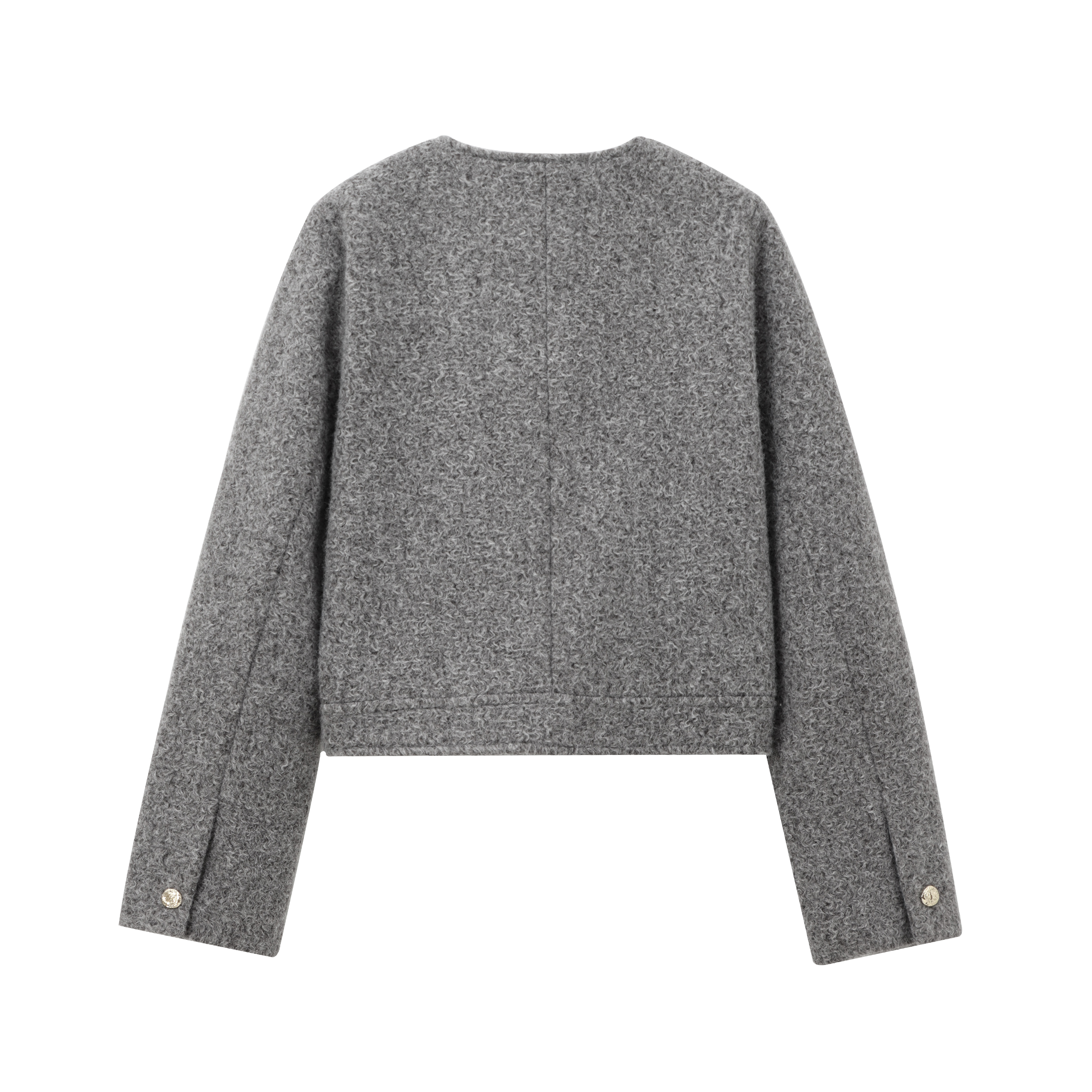 Jaqueta Curta Fena JNLEAOG Design em Lã com Pérolas Sensação Novo Estilo 30289 Ajuste Padrão Manga Longa Gola Redonda c...