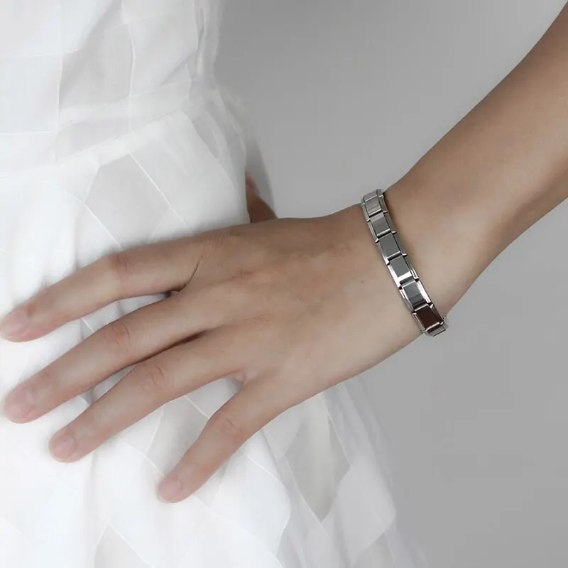 Bracciale unisex in acciaio inossidabile da 9 mm |   Catena regolabile in argento per donna |   Regalo di gioielli alla moda per feste e abbigliamento quotidiano
