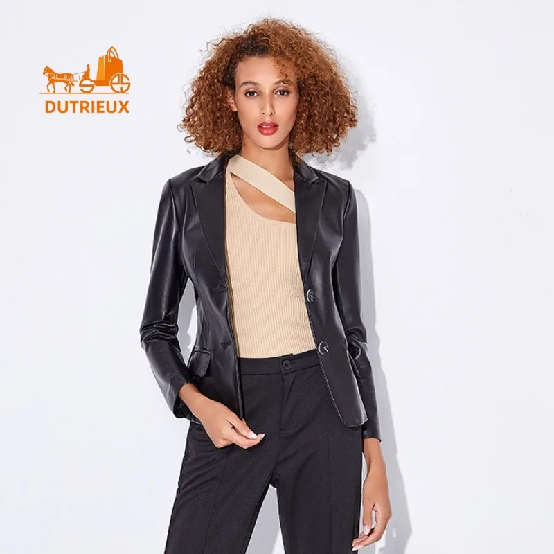 2024 Winter neue Echt lederjacke Damen Echt leder kurz Schafs leder Temperament schlank Rindsleder wind dicht Mantel