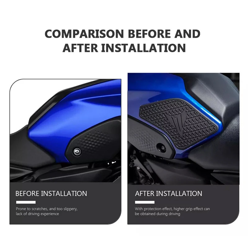 Novo para yamaha MT-07 mt07 mt 07 2021 2023 2022 almofadas do tanque de combustível lateral protetor adesivos decalque gás joelho aderência almofada de tração adesivo