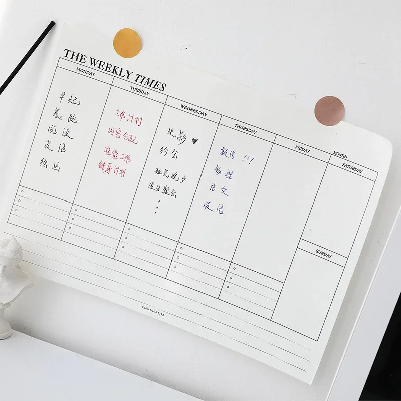Weekly Planner รายเดือน Undated Agenda Notebook ตาราง Study Planner เกาหลีเครื่องเขียนอุปกรณ์สํานักงานโรงเรียน