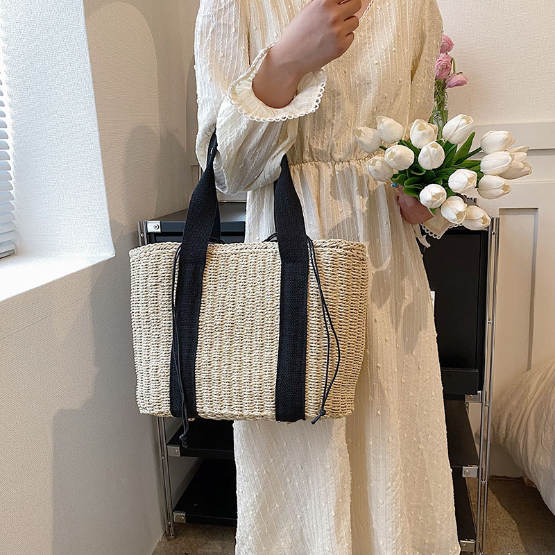Rattan Woven Bag New Single-Shoulder Messenger Bag Dual-Use Bag Female Straw Travel Bag