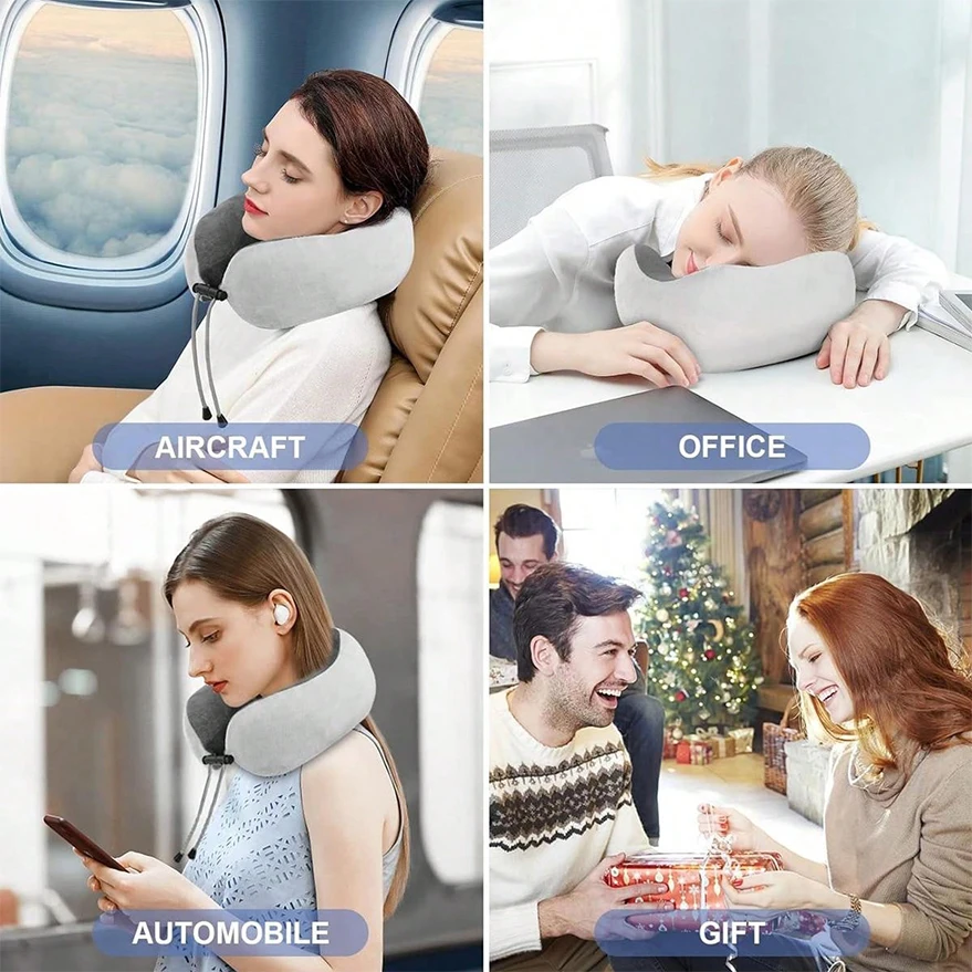 U-Shaped Cervical Neck Massager Pillow Soothing Heat Deep Tissue Kneading Durable Memory Sponge Relaxing Travel Companion For