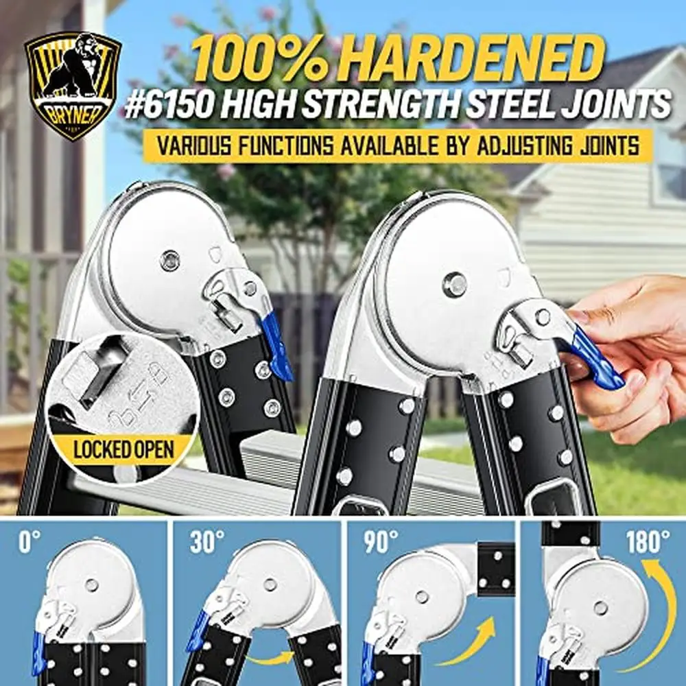 Multi-Position Aluminum Extension Ladder 19.6ft 7 in 1 Scaffold Telescoping Step Heavy Duty Anti-Slip  Support Rack Kit 1200lbs