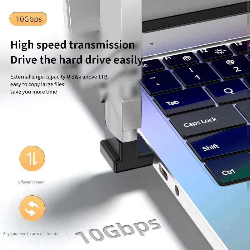 Adaptador de extensión USB 3,0 de ángulo recto 90, codo hacia arriba, conector USB de 10Gbps para PC, convertidor de enchufe de extensión macho a hembra