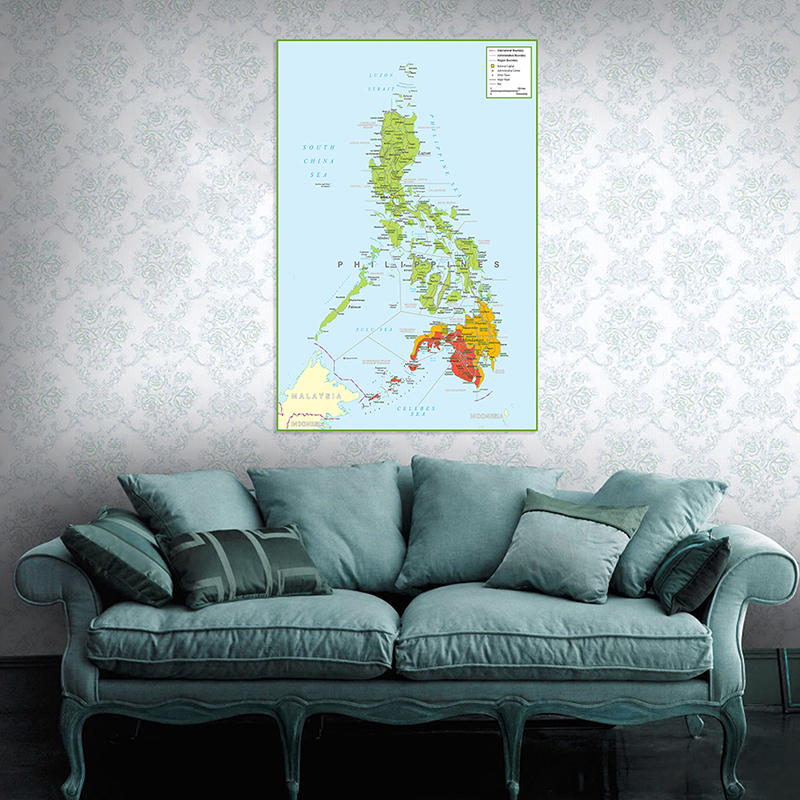 100*150Cm Philippines Bản Đồ Hành Chính Poster Dán Tường Nghệ Thuật In Tranh Canvas Đồ Dùng Văn Phòng Phòng Khách Trang Trí Nhà