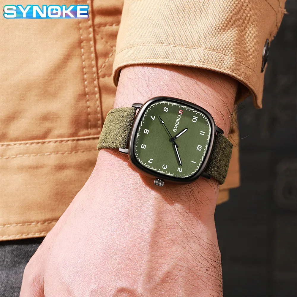 Synoke männer quarzuhr mode einfache business gürtel quarz uhr für männer uhr student armbanduhr sport nicht mechanisch