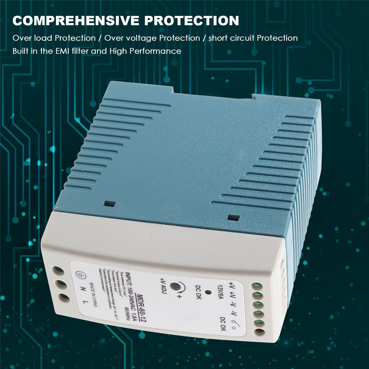 BABQ MDR-60 12V 60W DIN-Schienen-Netzteil AC-DC-Treiber Spannungsregler Netzteil 110V 220V