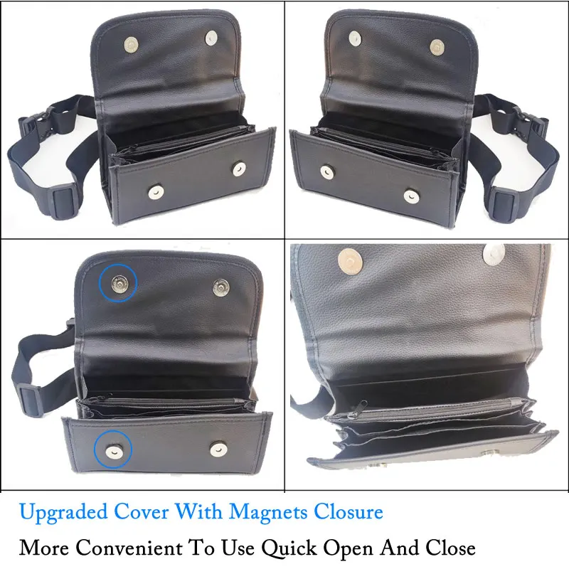 PUレザー財布付きユーロ小銭入れ、コインコレクター、マルチポケット、ファニーパック、ウエストウォレット、ドライバー、ウェイター、キャッシャー、8スロット