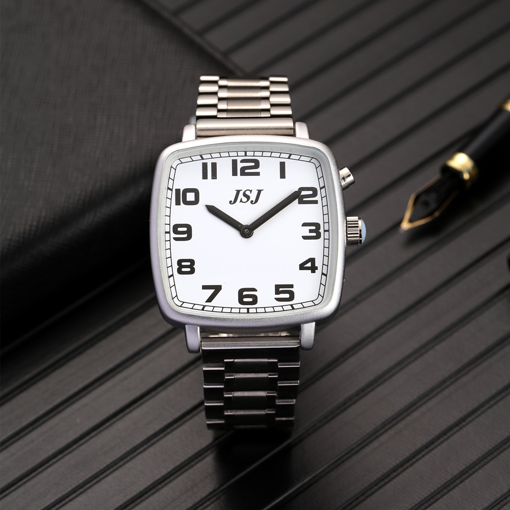 Platz Englisch Sprechen Uhr mit Alarm, Reden Datum und Zeit, Weißes Zifferblatt, Expansion Band TESW-1703