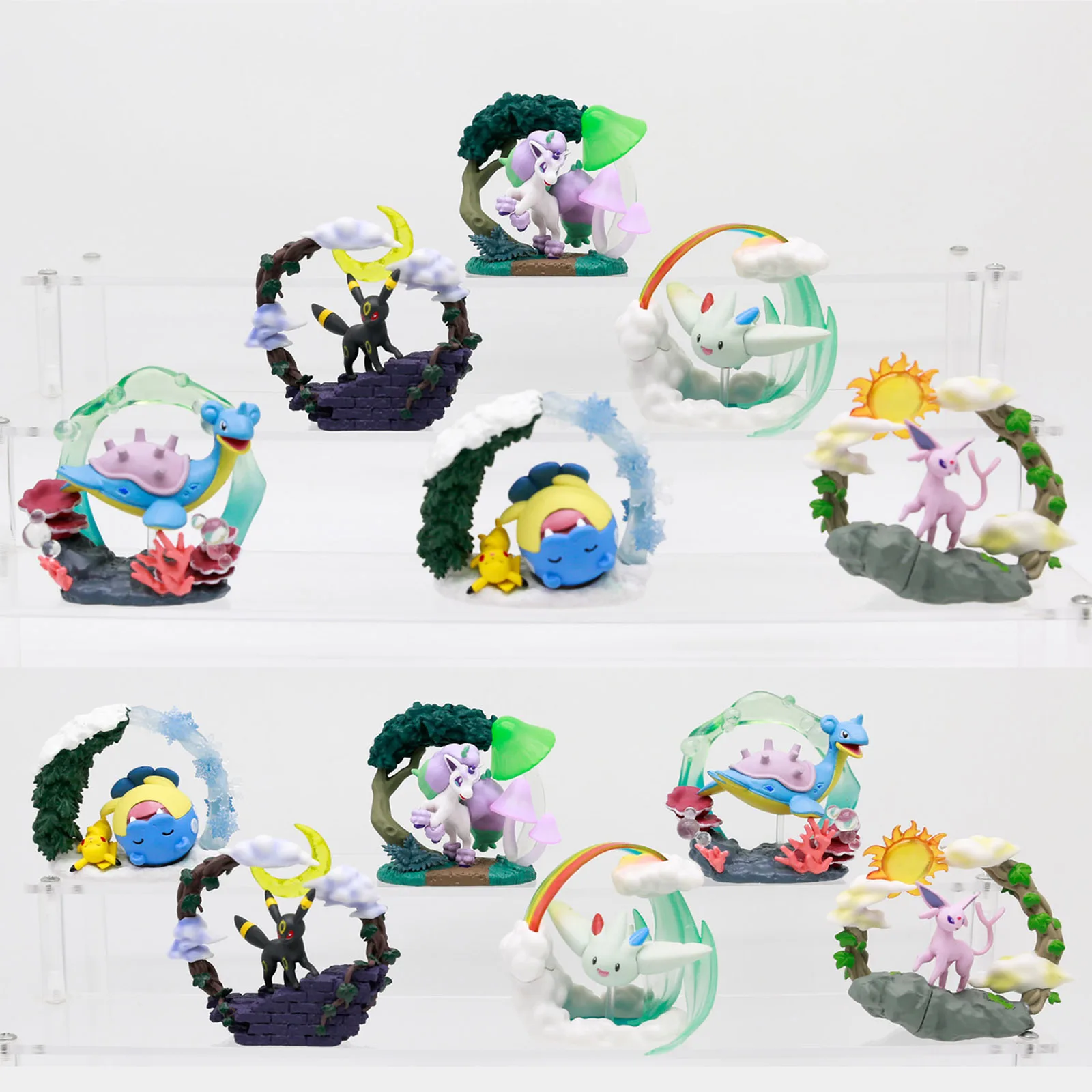 Pokemon Miniature Blind Box Espeon Umbreon Togekiss Lapras Spheal Ponyta Pikachu Figures Table Ornaments Children Toy Gifts