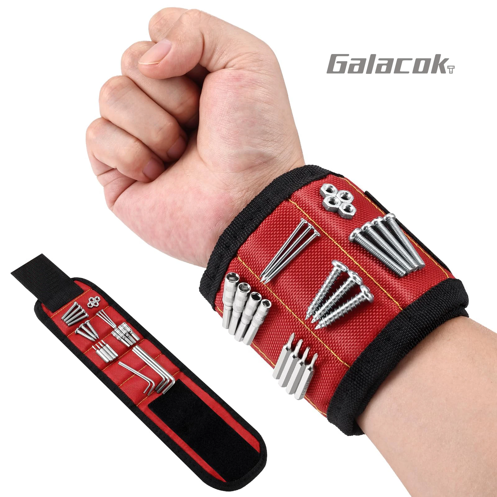 Braccialetto magnetico per fissare viti, chiodi, punte da perforazione, cinture portautensili da polso con potenti magneti, gadget fantastici per uomini, donne