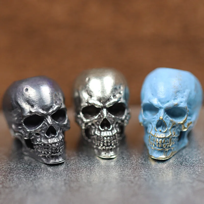 Spike Skull Head Brass Knife Bead Punk EDC Outdoor DIY Paracord Woven Lanyard Pendants Retro Umbrella Rope Bracelets Accessories