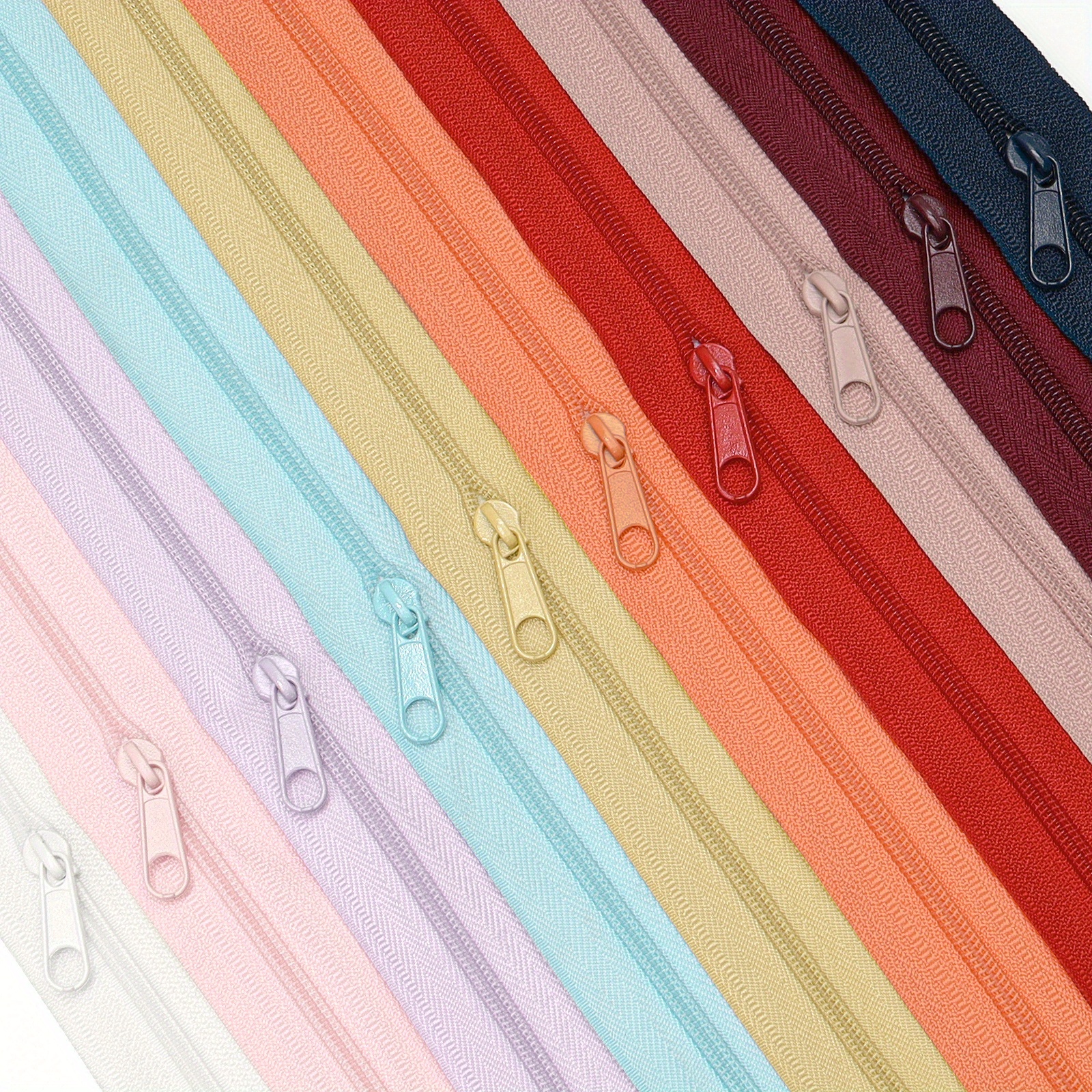 Ein Satz = 4,5 Meter Reißverschluss + 10 Reißverschlussköpfe, Nr. 3-Nylon-Reißverschluss, Schieber gleicher Farbe wie Reißverschluss, Reißverschluss für Kleidung