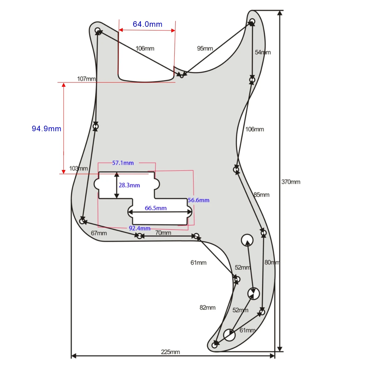 FLEOR 1P Bass Pickguard 13 Lỗ Trầy Xước & Đĩa Ốc Vít Cho 4 Dây PB Phần Bass, 15 Màu Lựa Chọn