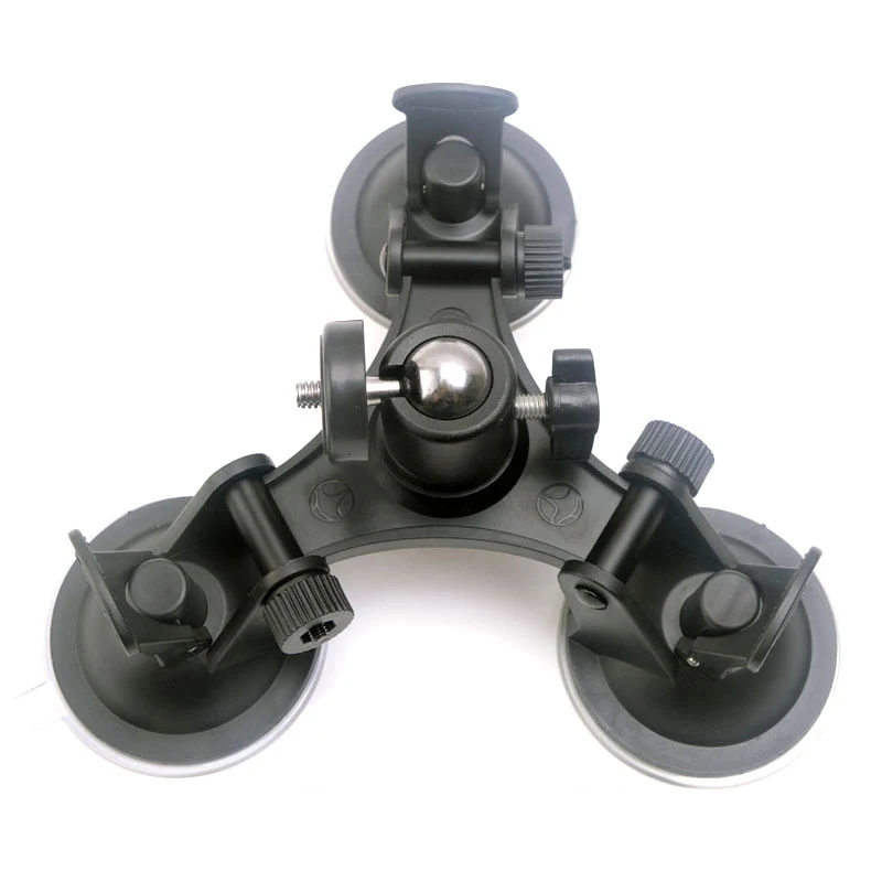 Triple Suction Cup Mount for DJI OSMO Action 5 4 3 GoPro 13 12 11 10 9 8 with 1/4" Standard Thread Adapter for Insta360 X5 X4 X3