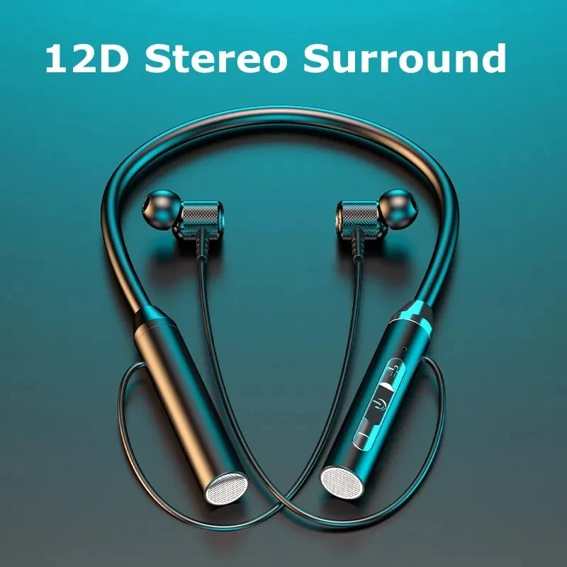 Słuchawki bezprzewodowe Bluetooth 5.0 Słuchawki z pałąkiem na kark Silikonowe słuchawki sportowe Hifi 9D Stereo Halter Wodoodporne magnetyczne słuchawki douszne