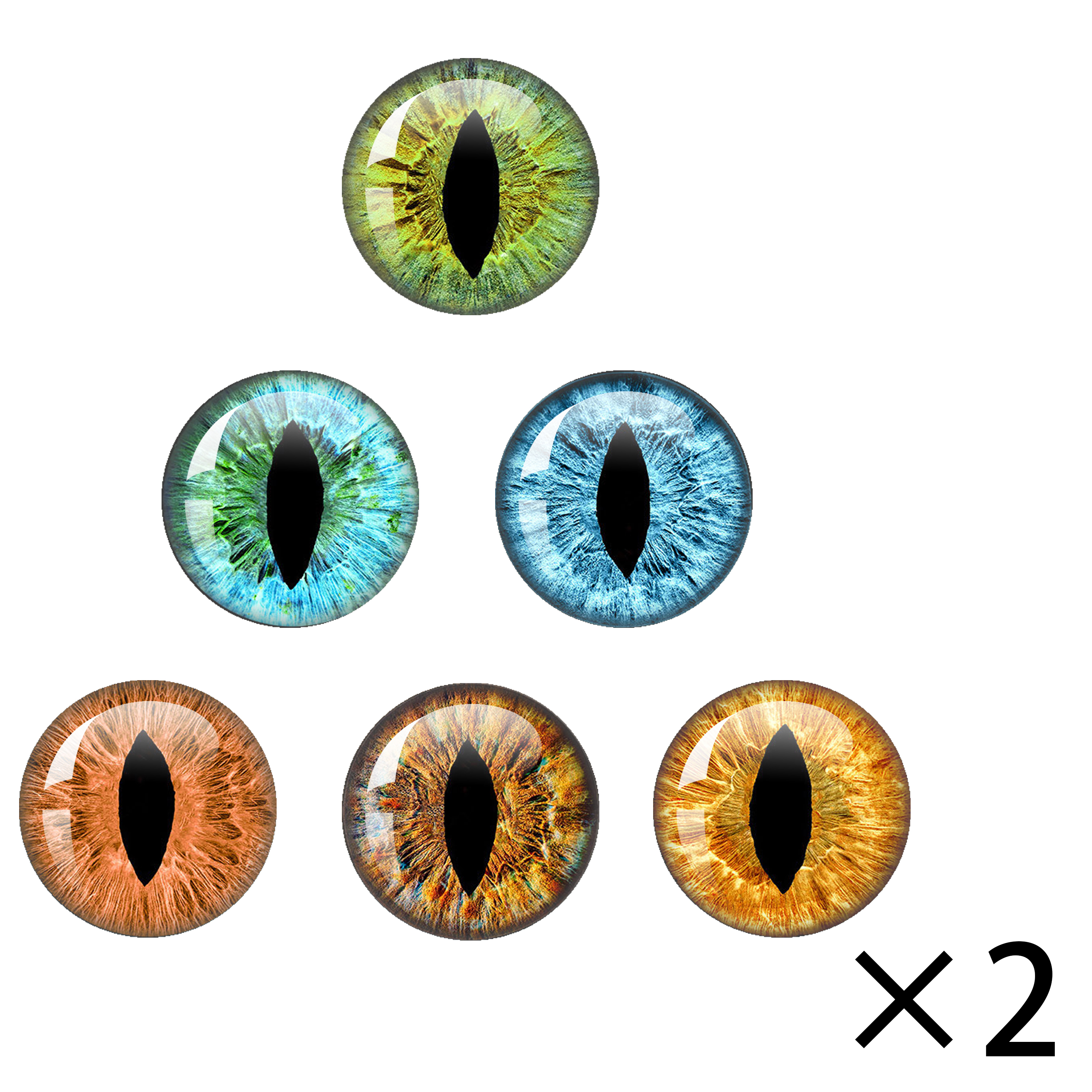 Cabujones de ojos de cristal redondos de 10MM-40MM, cúpula redonda, ojo de dragón, juguetes de ojos de gato, accesorio de joyería DIY, camafeo de ojo de pupila mezclado