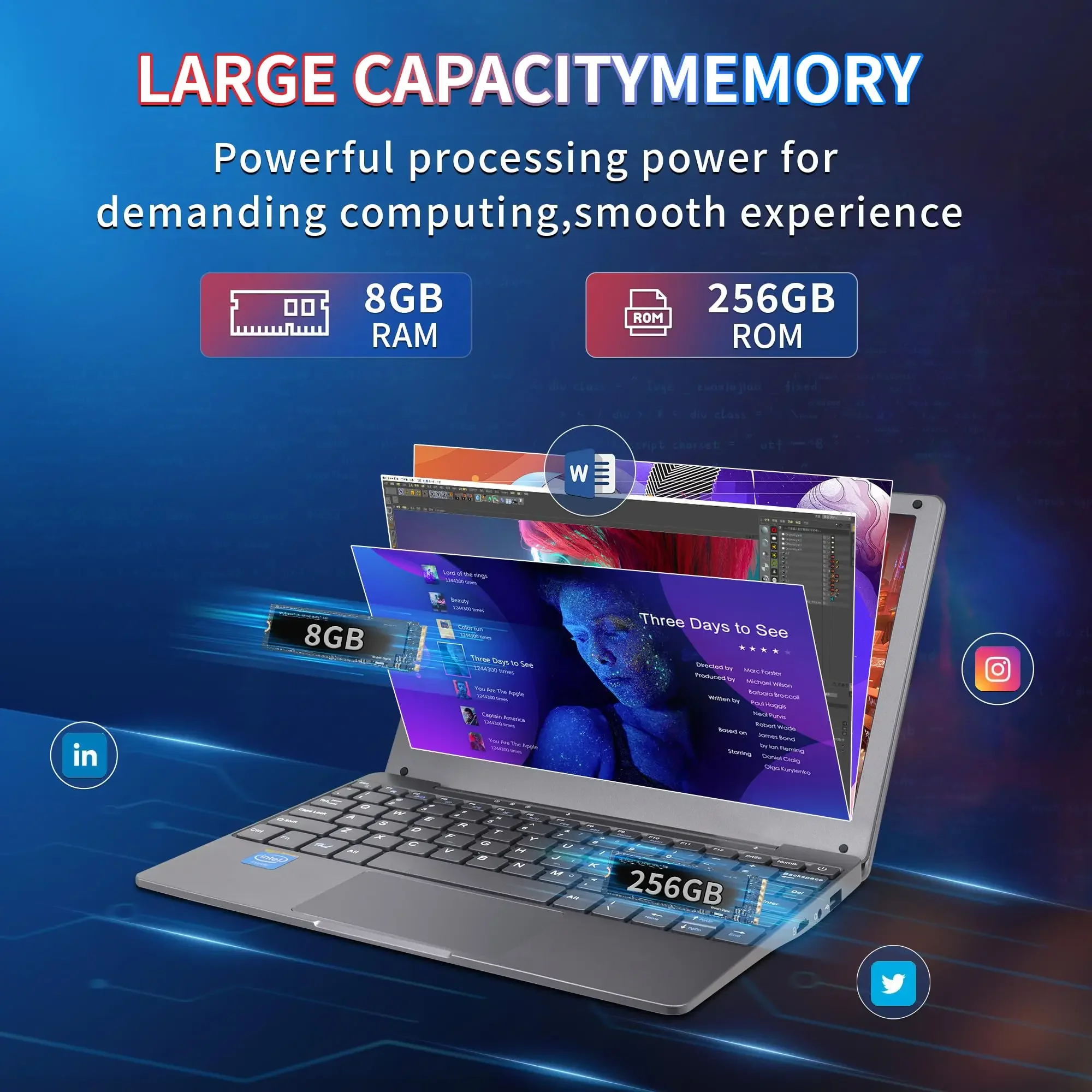 Mini Laptop 10.1 inch Ultra Slim Portable Handheld Small Size Business Office Pocket Teacher Lecture 8G RAM 512GB SSD Notebook