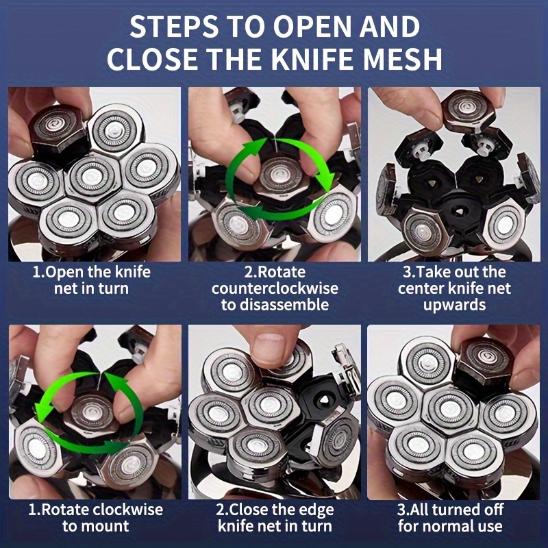 Replacement for Head Shavers 7 Heads Beard Hair Replacement for Razor for Head for Men Universal