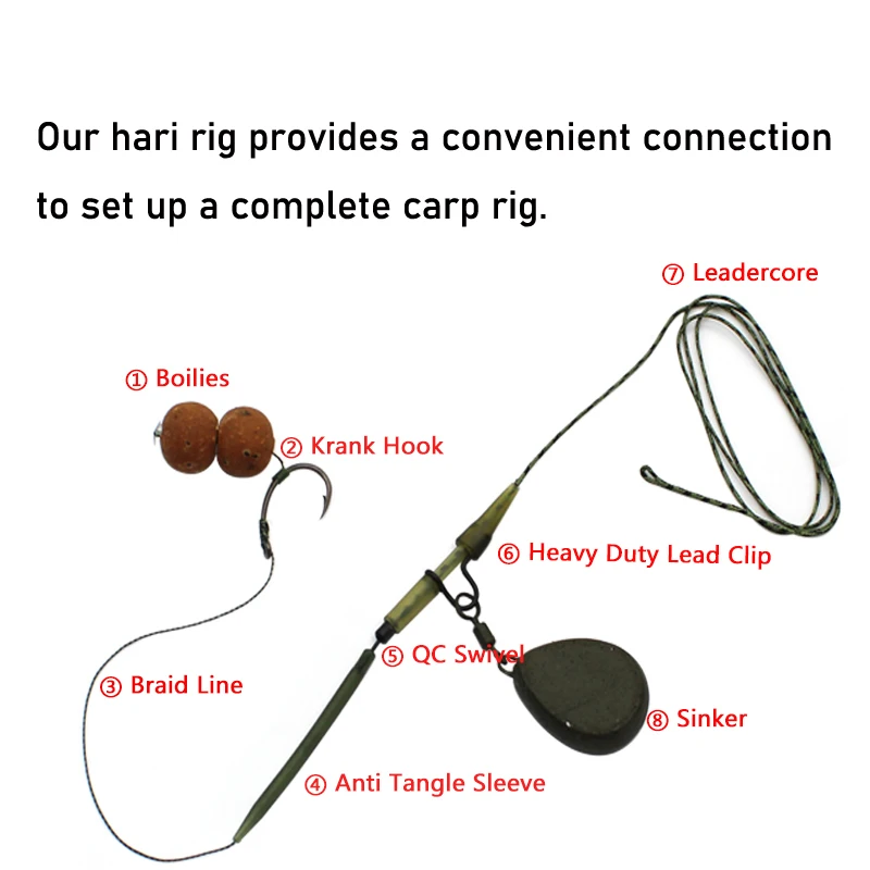 Accesorios de pesca de carpa, 6 uds., aparejo para el pelo, juego de anzuelos de pesca, aparejo atado listo para usar con sedal, anzuelo Boilie para aparejos de carpa