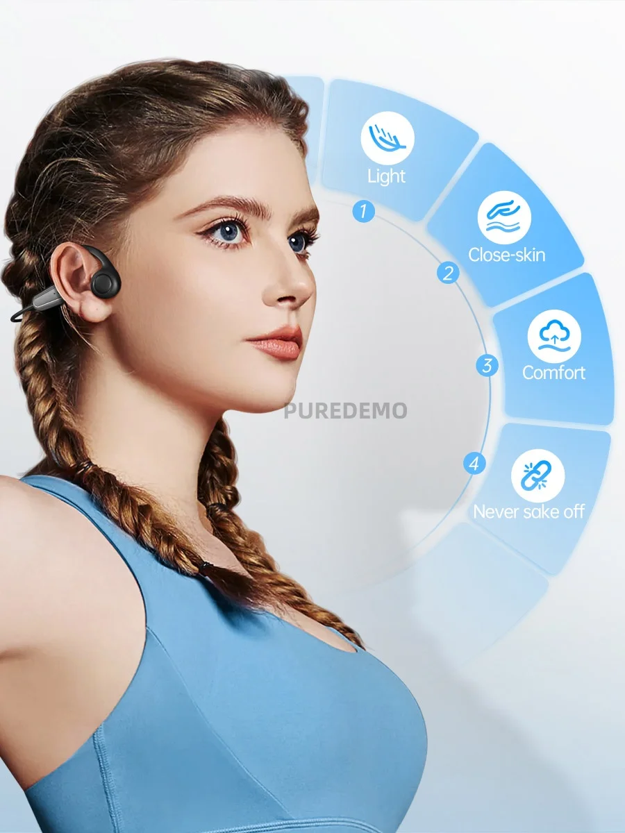 Auricular de conducción ósea Real tipo C, inalámbrico, Bluetooth, Auriculares deportivos impermeables con micrófono para entrenamientos, correr, conducir