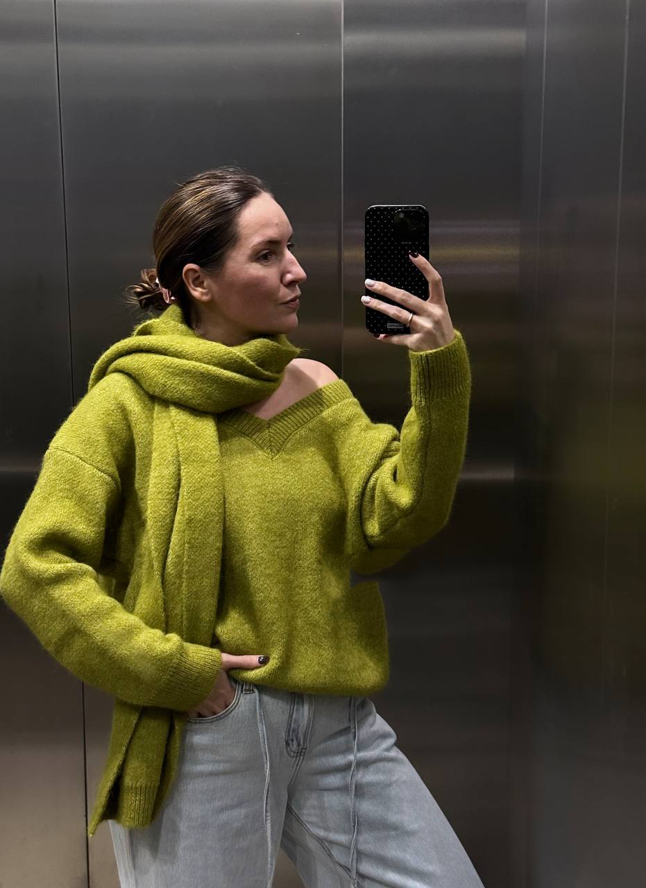 Hirsionsan 2025 novo macio solto decote em v blusas de malha feminino inverno sólido pullovers & cachecol quente básico malhas jumper