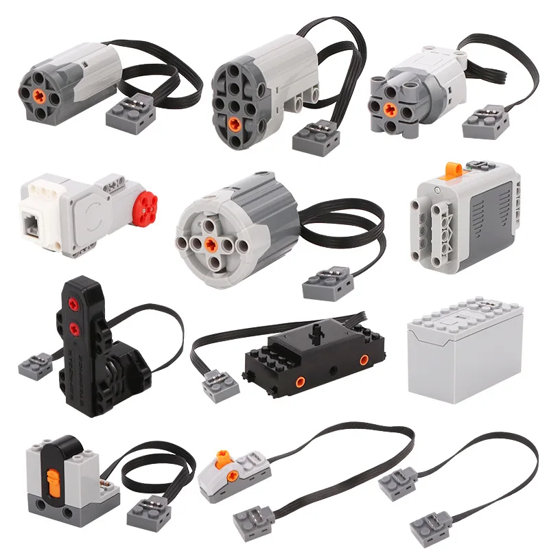 Modelo eletrônico blocos de construção moc funções energia do motor peças técnicas ir velocidade receptor controle remoto caixa bateria brinquedos diy