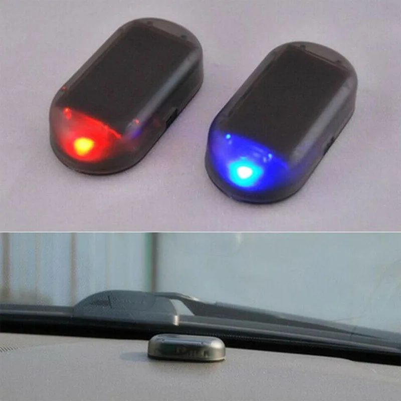 1/2 pçs carro falso luz de segurança movido a energia solar simulado manequim alarme sem fio lâmpada aviso led piscando anti roubo lâmpada cuidado