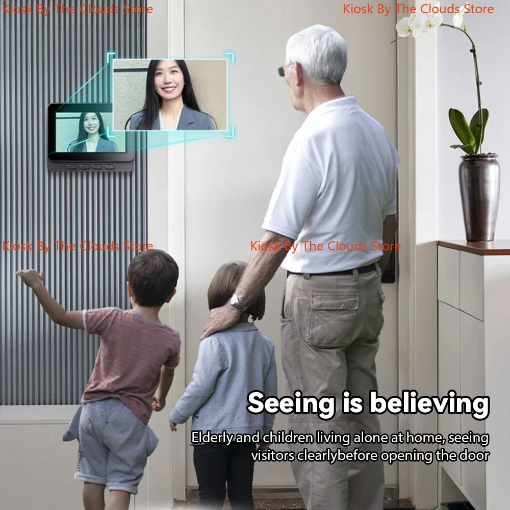 Sonnette vidéo intelligente sans fil de 4.3 pouces, écran IPS, Vision nocturne infrarouge, interphone bidirectionnel, caméra pour la sécurité de la maison