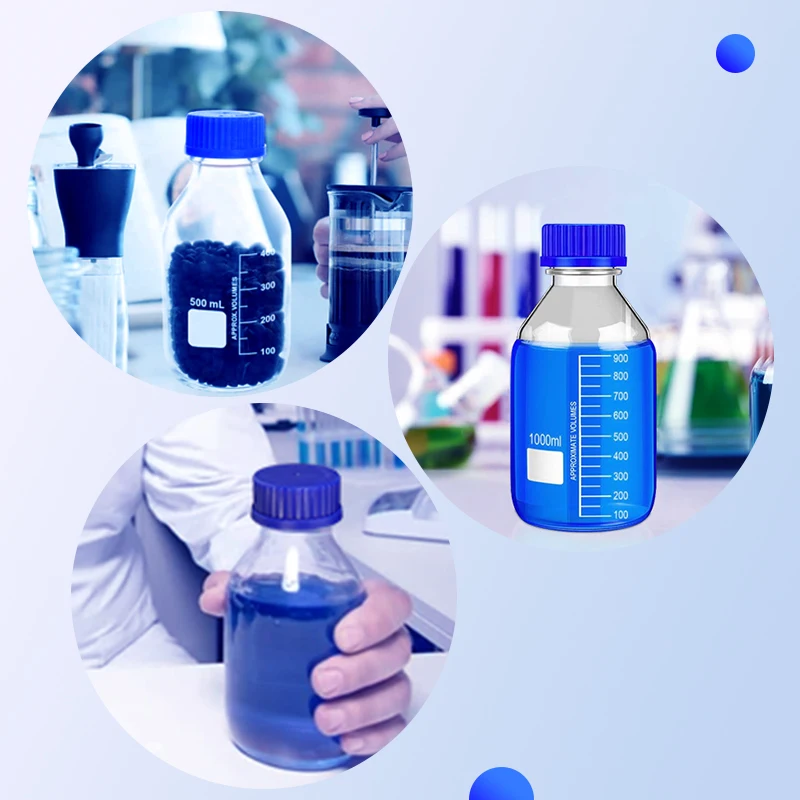 Westtune GL45 Bottiglia di reagente in vetro marrone e trasparente 25 ml-1000 ml Bottiglie da laboratorio resistenti agli agenti chimici con tappo a vite a prova di perdite
