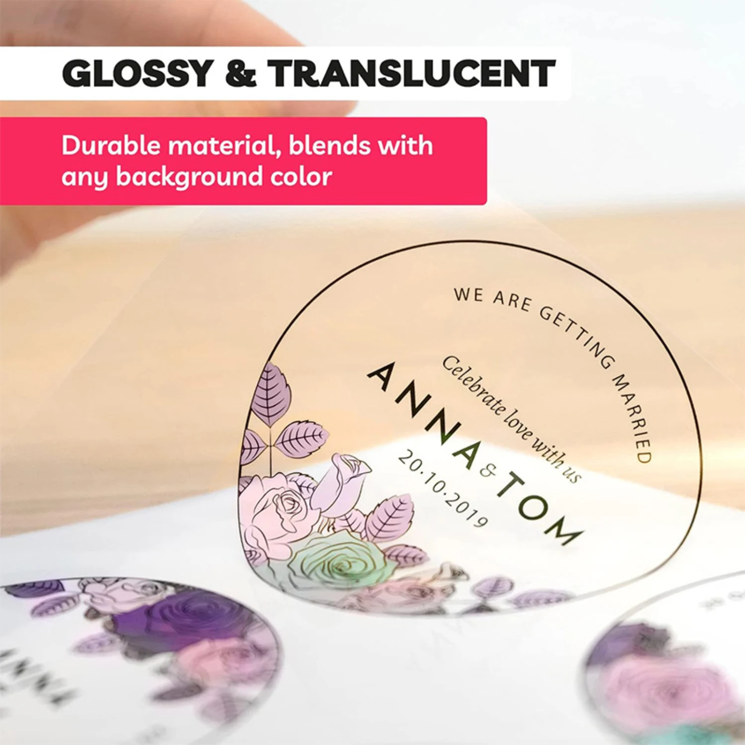 20 pz 100% trasparente A4 impermeabile trasparente stampabile carta adesiva in vinile per stampante a getto d'inchiostro a colori carta adesiva trasparente