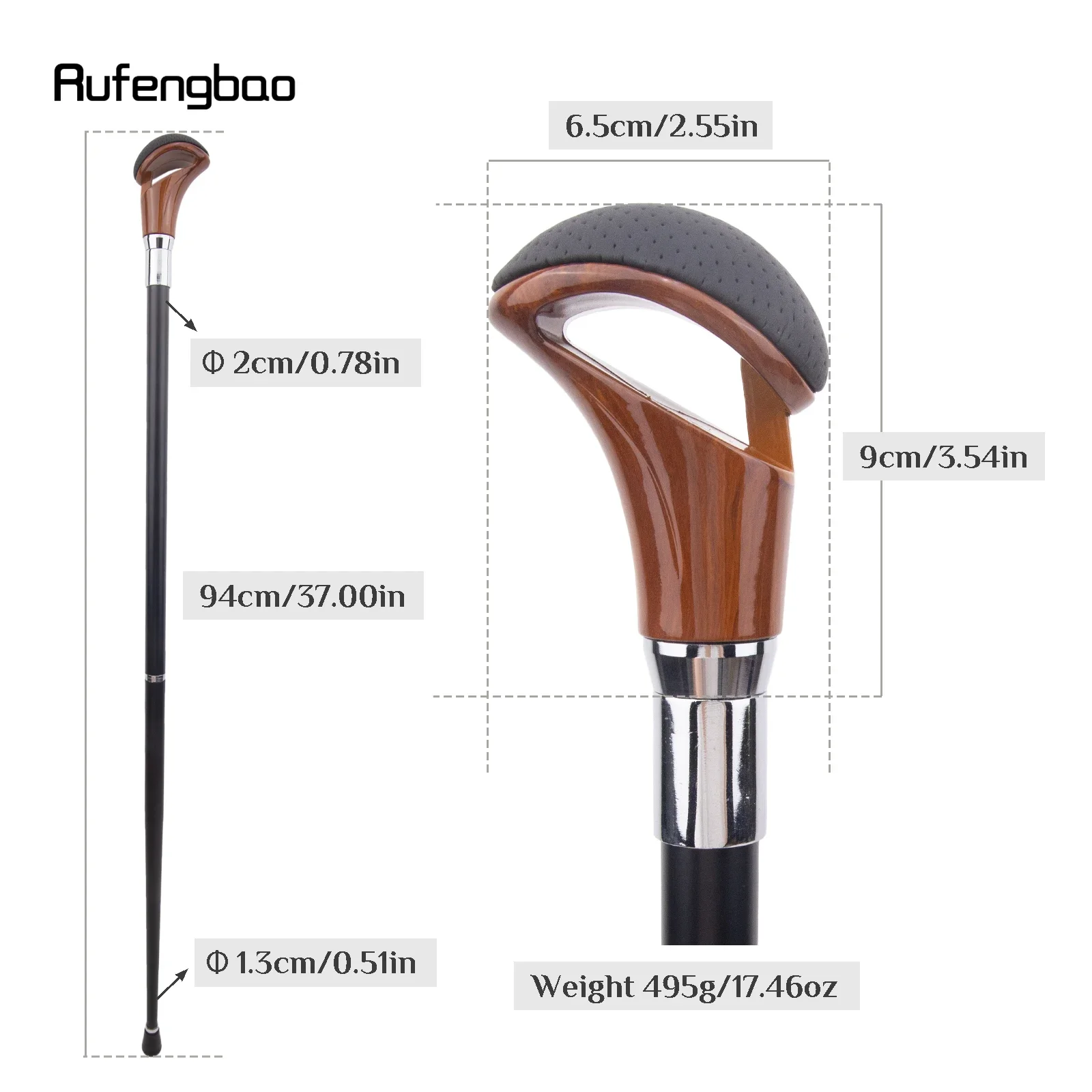 Rot Schwarz Leder Silber Gehstock Mode Dekorativer Gehstock Gentleman Elegant Cosplay Cane Crosier 94cm
