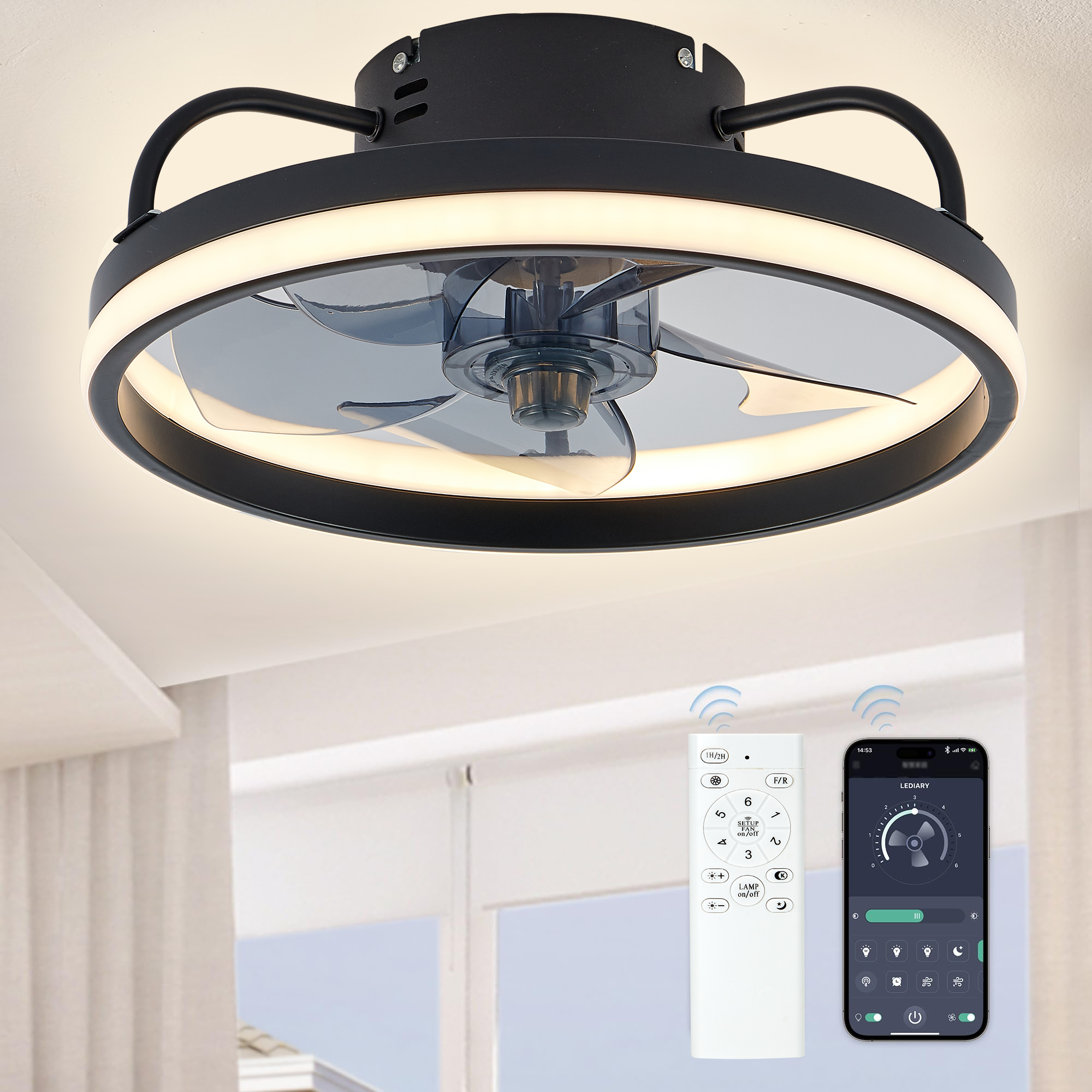 LED-Deckenleuchte mit Fernbedienung, Lampe für Wohnzimmer, Schlafzimmer, Ventilatoren für große Hausdekoration, Heimbeleuchtungskörper