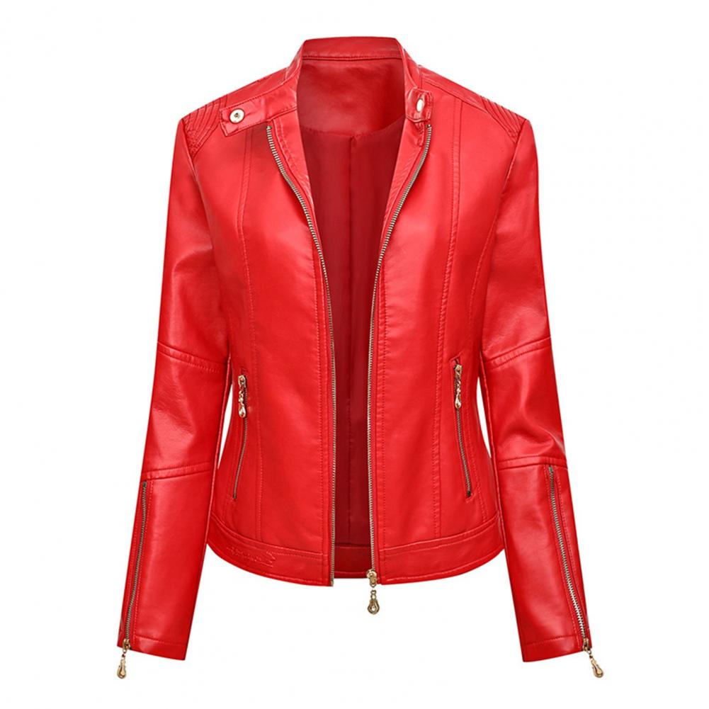 2024 elegante Faux Leder Jacken Frauen Revers Zipper Langarm Weibliche Mäntel Herbst Winter Dame Straße Frühling Mantel Moto Jacke