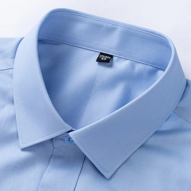Quality shirt, work uniform, long sleeved, non ironing, professional attire, pocket less, men's fine twill shirt