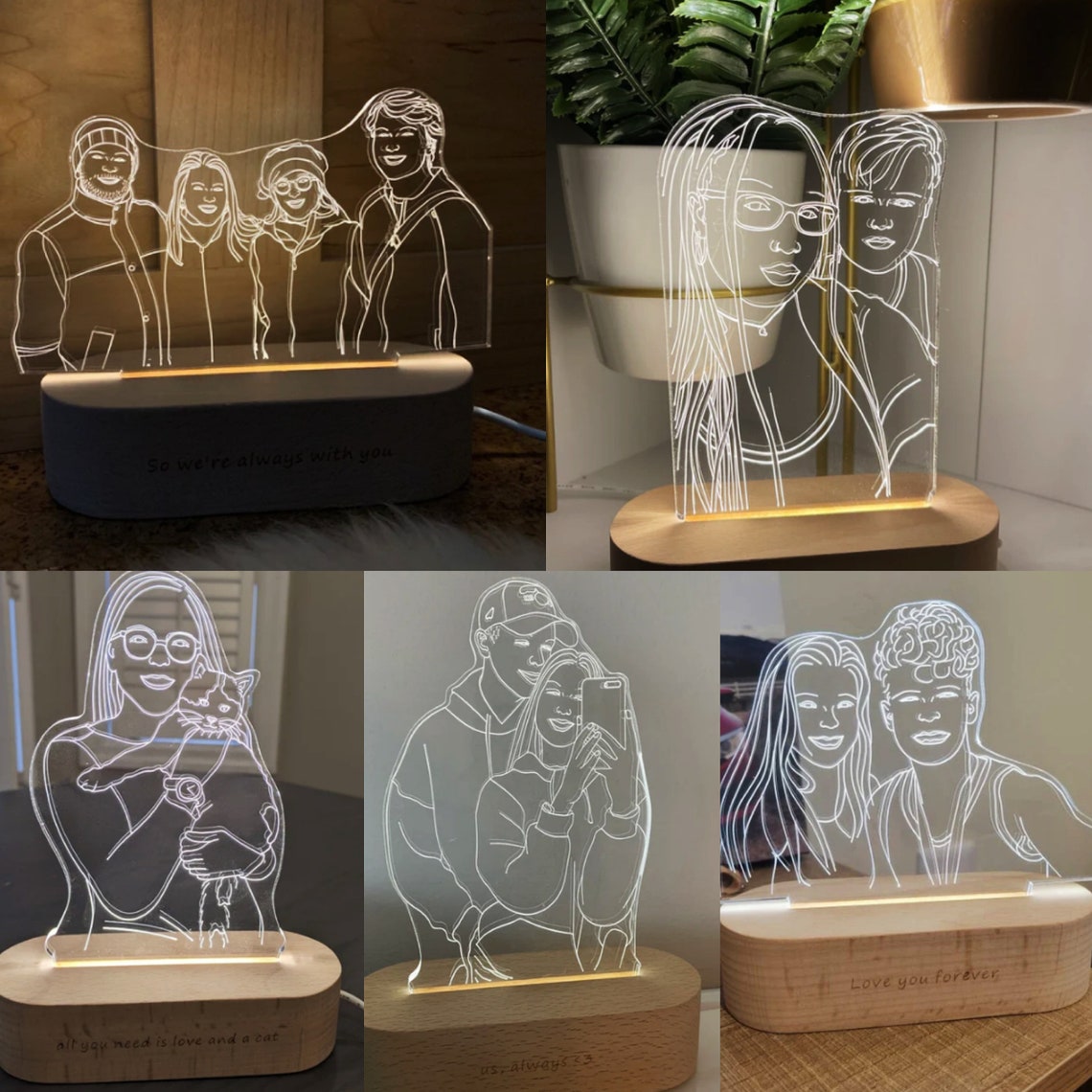 Dropshipp Personalized Gift 3D Photo Lamp Engraving Base Text Custom Valentine's Day Anniversary Birthday 3D Night Lights Lamp