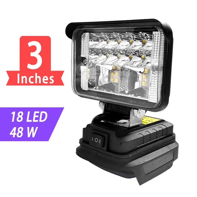 휴대용 무선 LED 조명 스포트라이트, 야외 작업, 낚시, 휴대용 비상 도구, 20V 마키타 배터리에 적합, 3 인치, 4 인치, 5 인치, 8 인치