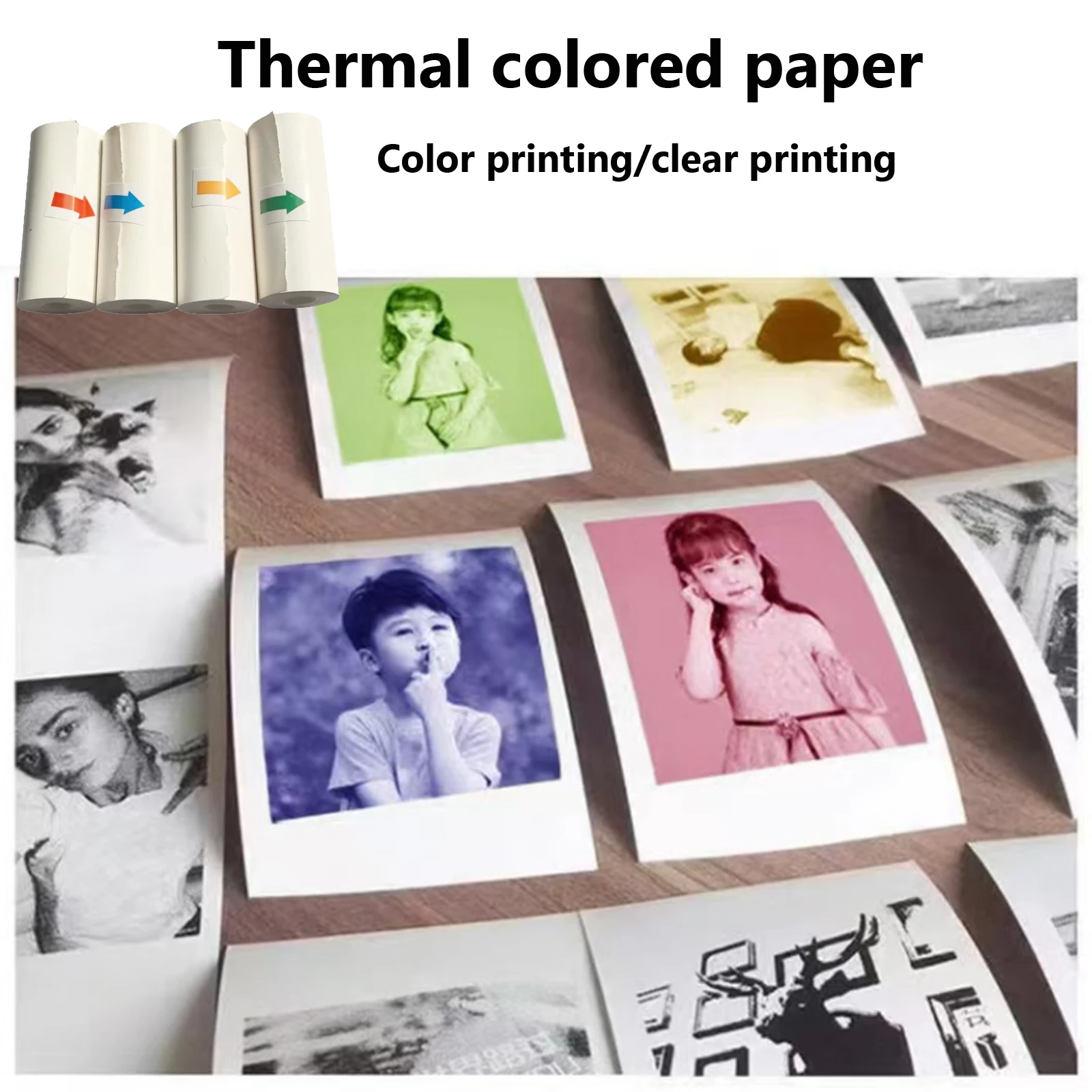 Papel térmico de 4 rollos de colores para impresión en color, para cámara de impresión instantánea, papeles de colores para niños sin impresión de tinta