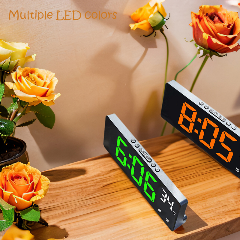 Despertador digital relógio de viagem com temperatura relógio de mesa grande display para quarto escritório cozinha decoração casa