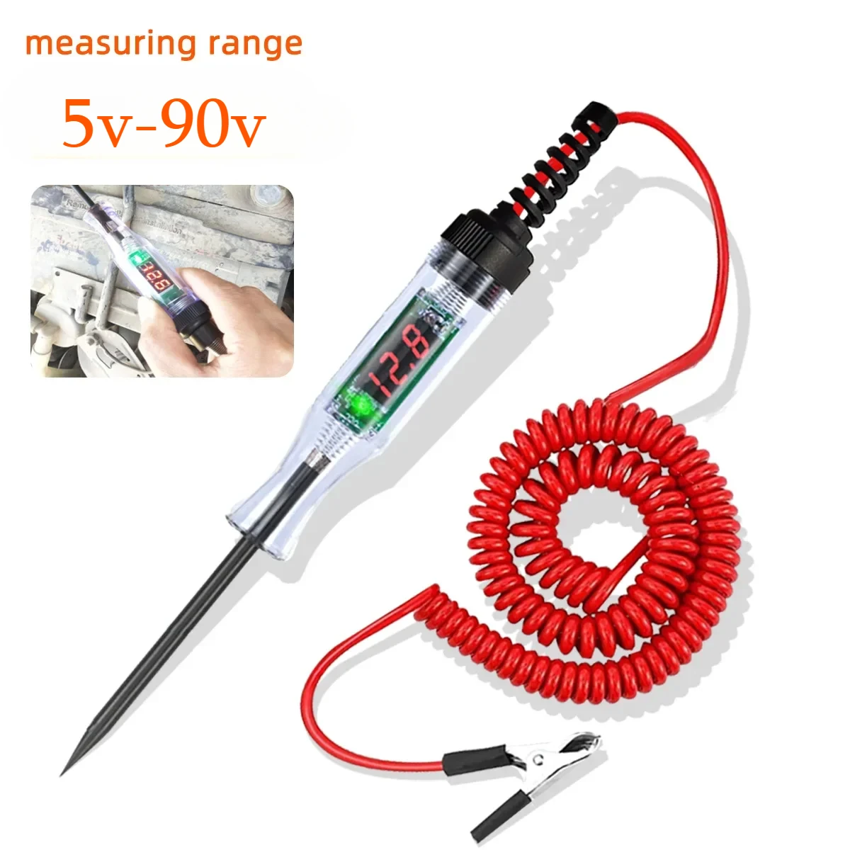 Probador de circuito automático Max 90V, probador de voltaje de camión, probador de circuito automático, pluma de prueba de sonda de diagnóstico automático DC 6V 12V 24V