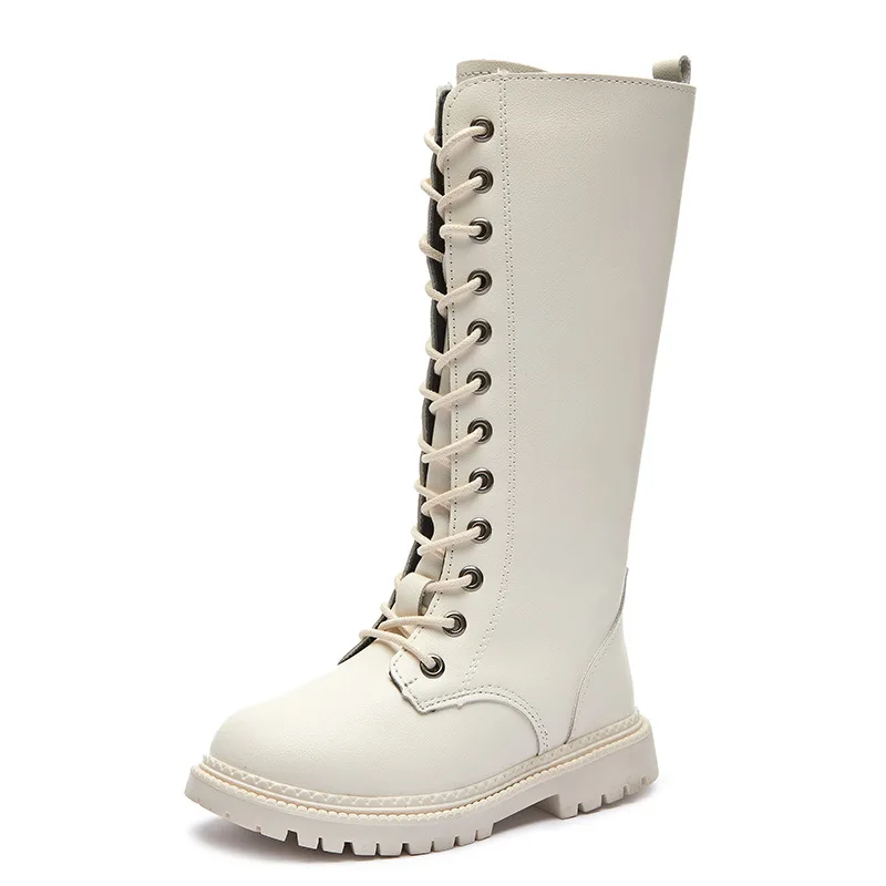 Outono novas meninas botas longas botas de alta única princesa botas de couro do plutônio moda quente à prova dwaterproof água legal all-match 27-37 crianças sapatos