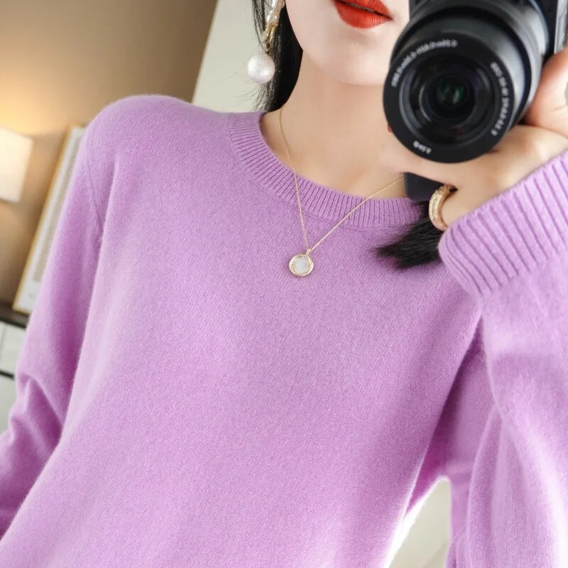 女性セーター O ネック秋冬 BasicPullover 暖かいカジュアルプルジャンパー韓国 FashionSpring ニットボトリングシャツ 2023