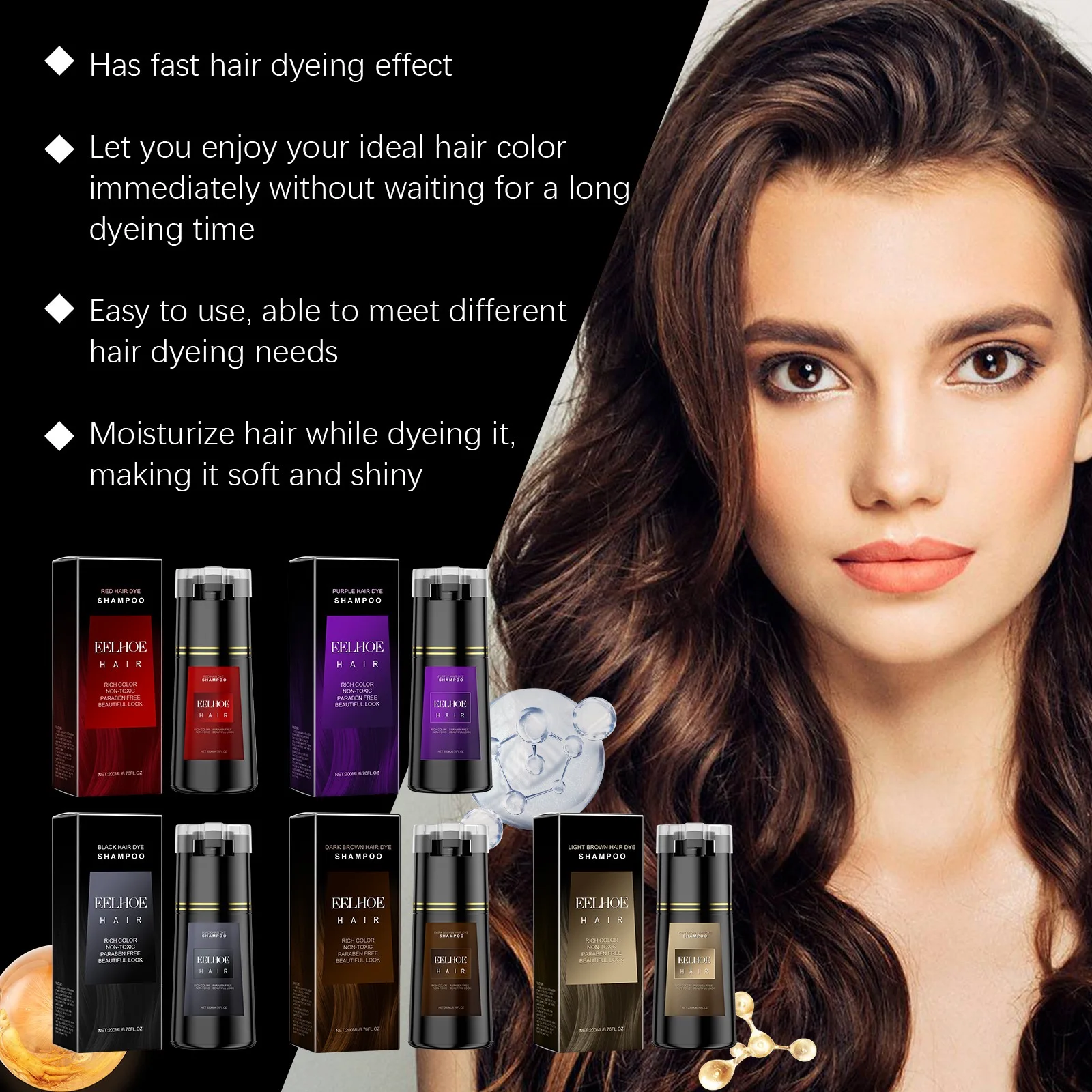 EELHOE Haarverfshampoo Nova Hair Instant Dye Shampoo Mannen Vrouwen Snel Gemakkelijk Veilig Haarkleur Grijs Haar Dekking Voeden Hoofdhuid