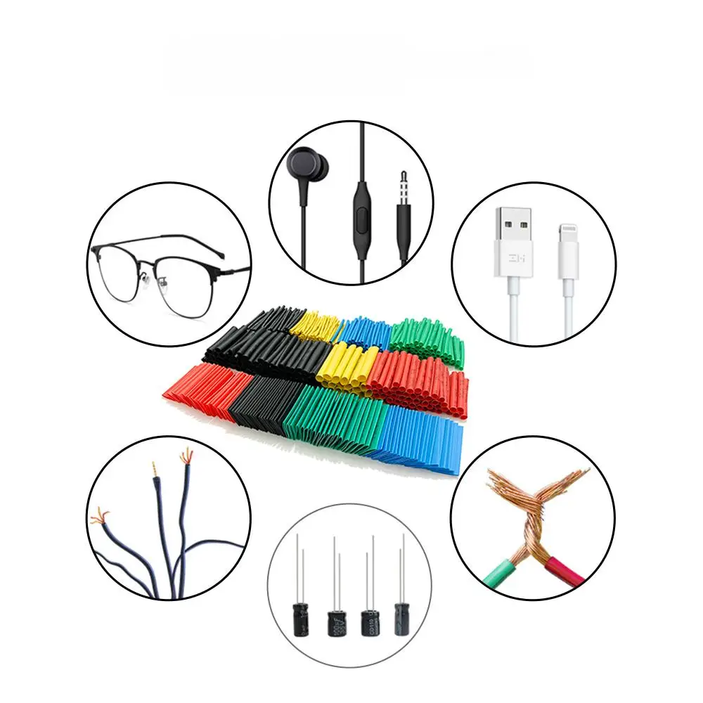 Surtido de tubos termorretráctiles 2:1, 127 Uds., tubo de poliolefina negro y rojo para Cable de coche, Kit de envoltura de manguito de alambre